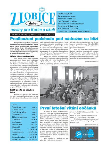 Zlobice – noviny pro Kuřim a okolí  Zlobice - noviny pro Kuřim a okolí 4/2013