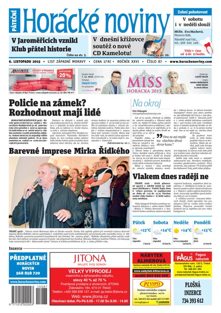 Horácké Noviny Pátek 6.11.2015 č. 87