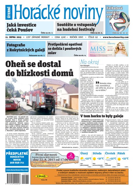 Horácké Noviny Úterý 11.8.2015 č. 62