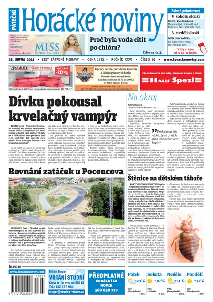 Horácké Noviny Pátek 28.8.2015 č. 67