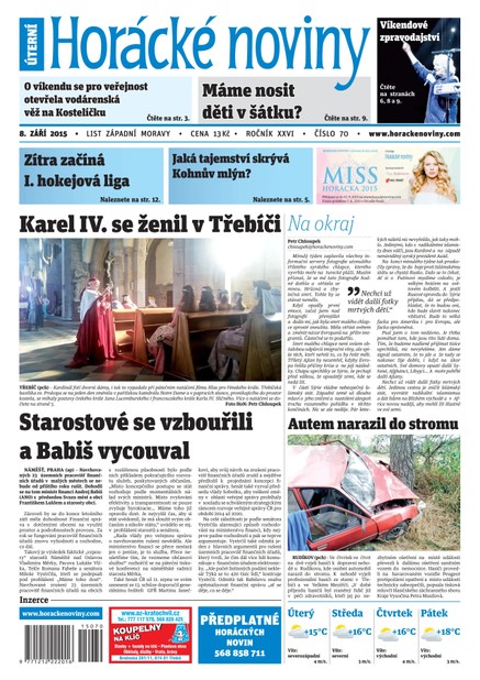 Horácké Noviny Úterý 8.9.2015 č. 70