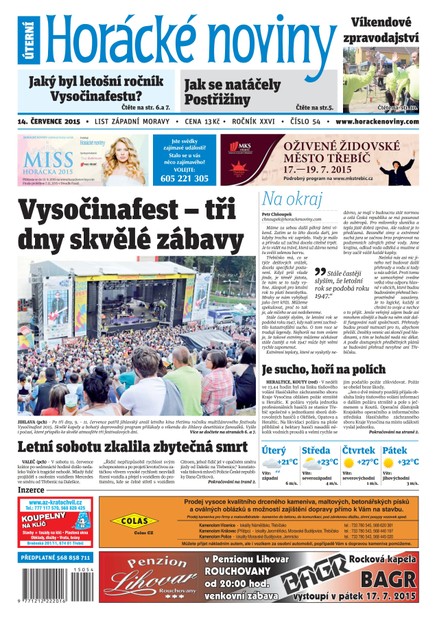 Horácké Noviny úterý 14.7.2015 č.54