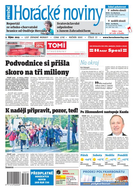 Horácké Noviny Pátek 2.10.2015 č. 77