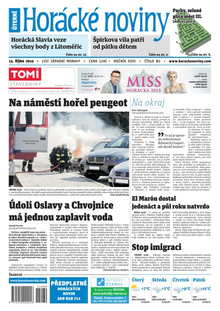 Horácké Noviny Úterý 13.10.2015 č. 80