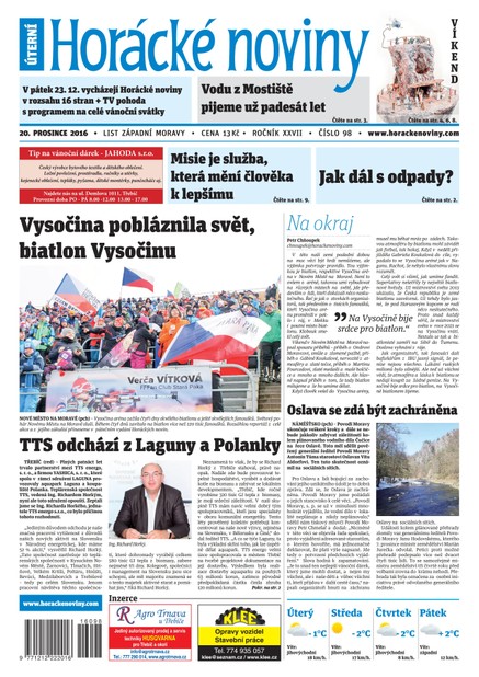 Horácké Noviny Úterý 20.12.2016 č.098