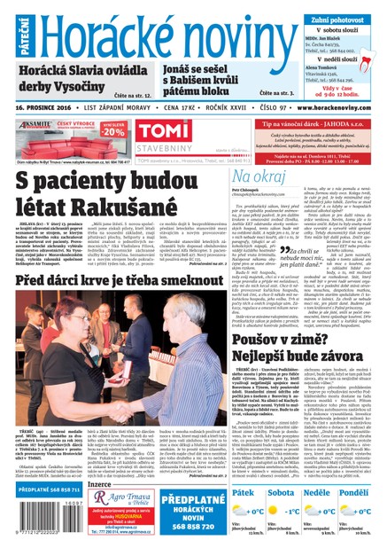 Horácké Noviny Pátek 16.12.2016 č. 097