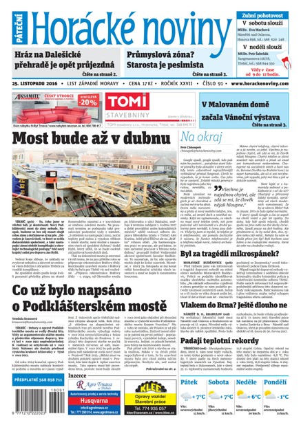 Horácké Noviny Pátek 24.11.2016 č. 091
