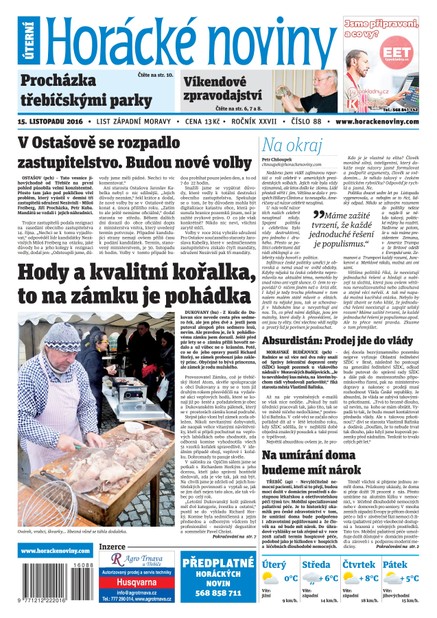 Horácké Noviny Úterý 15.11.2016 č.088