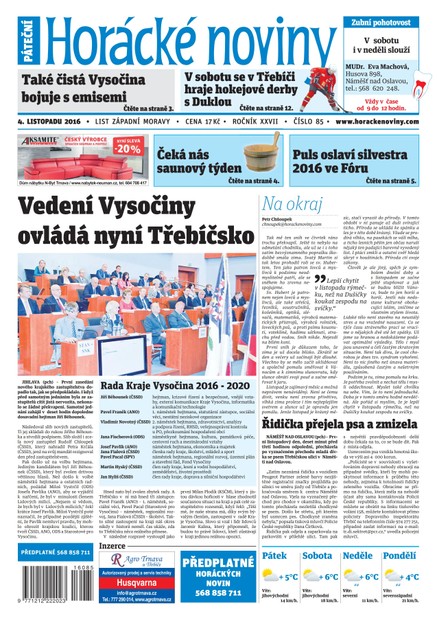 Horácké Noviny Pátek 4.11.2016 č. 085