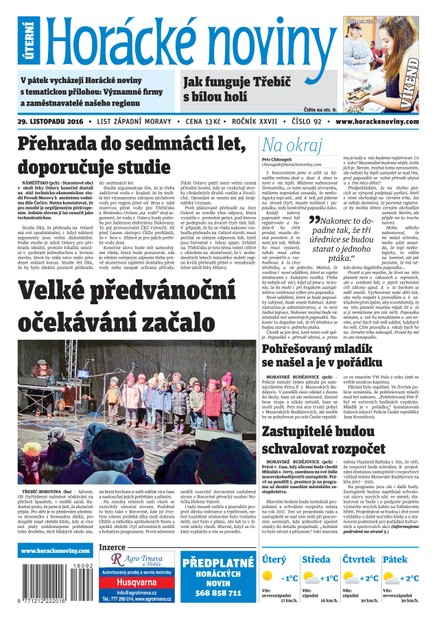 Horácké Noviny Úterý 29.11.2016 č. 092