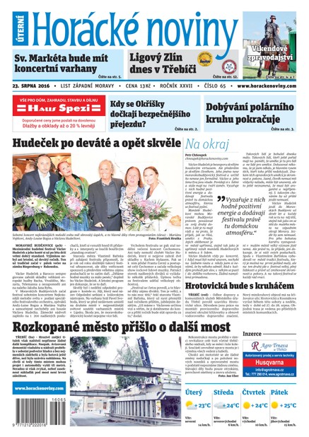 Horácké Noviny Úterý 23.8.2016 č. 65