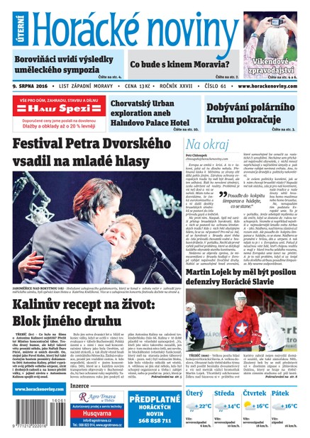 Horácké Noviny Úterý 9.8.2016 č. 61