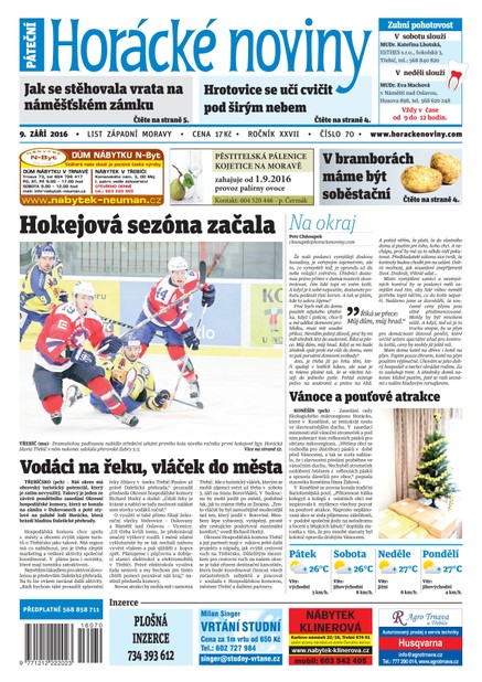 Horácké Noviny Pátek 9.9.2016 č. 070