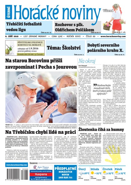 Horácké Noviny Úterý 6.9.2016 č. 069