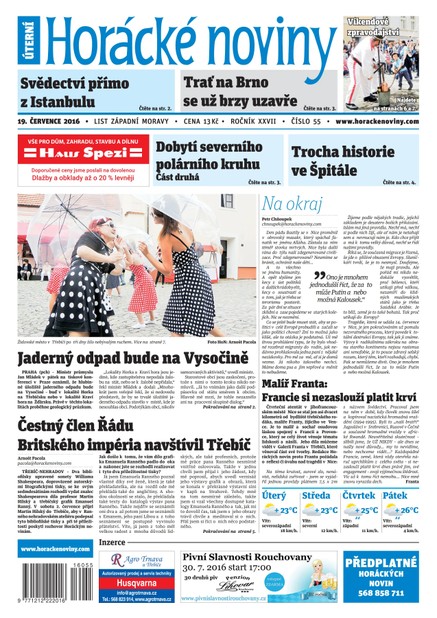 Horácké Noviny Úterý 19.7.2016 č. 055