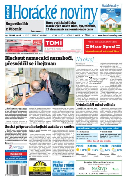 Horácké Noviny Pátek 29.4.2016 č. 039