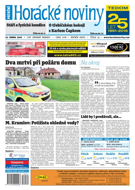 Horácké Noviny Pátek 22.4.2016 č.031