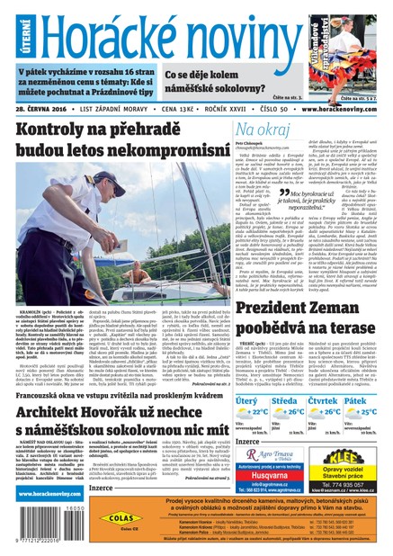 Horácké Noviny Úterý 28.6.2016 č. 050