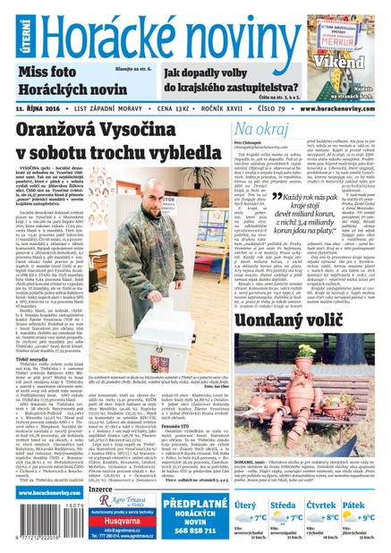 Horácké Noviny Úterý 11.10.2016 č. 079
