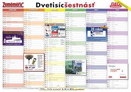 Zeměměřič Zeměměřič 2016 SR - nástěnný kalendář Zeměměřiče a GEOinformace