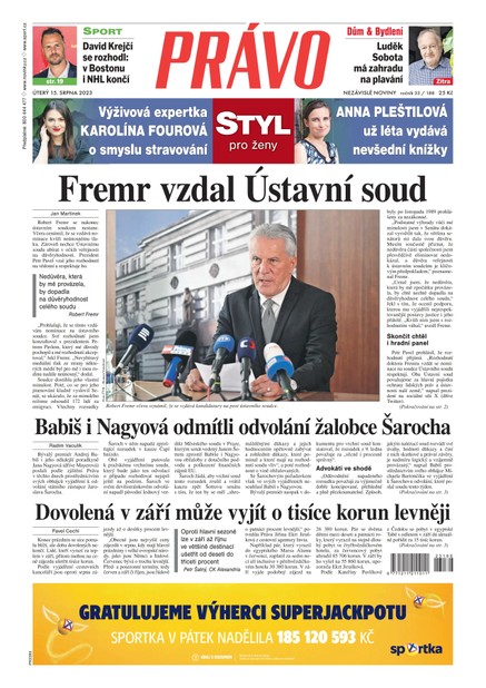 Deník Právo - 15.8.2023