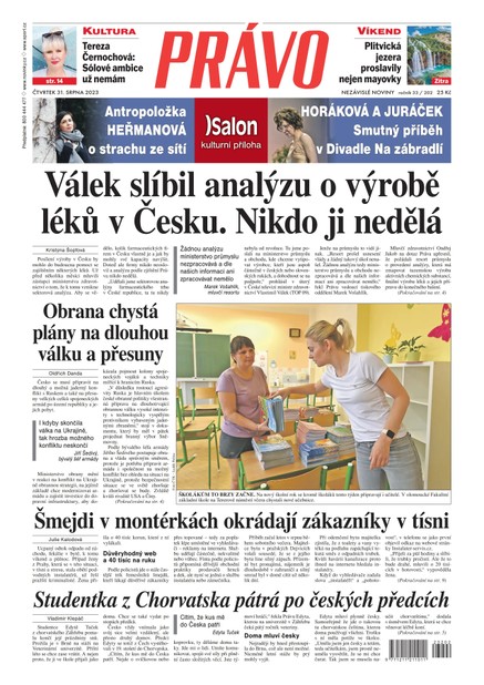 Deník Právo - 31.8.2023