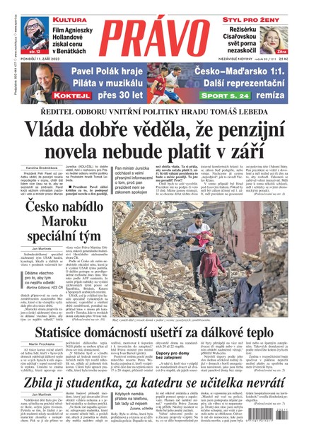 Deník Právo - 11.9.2023