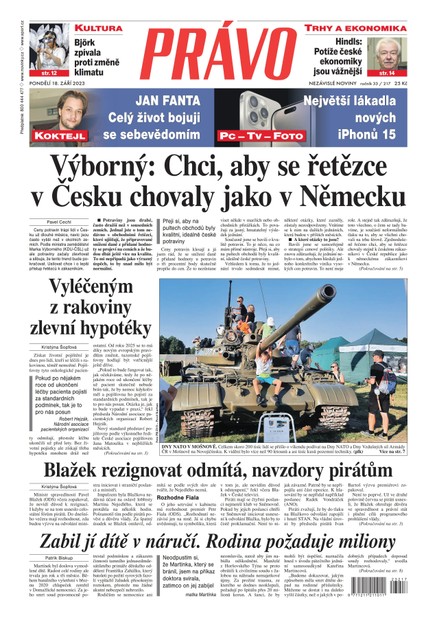 Deník Právo - 18.9.2023