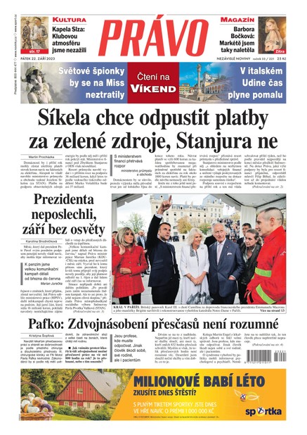 Deník Právo - 22.9.2023